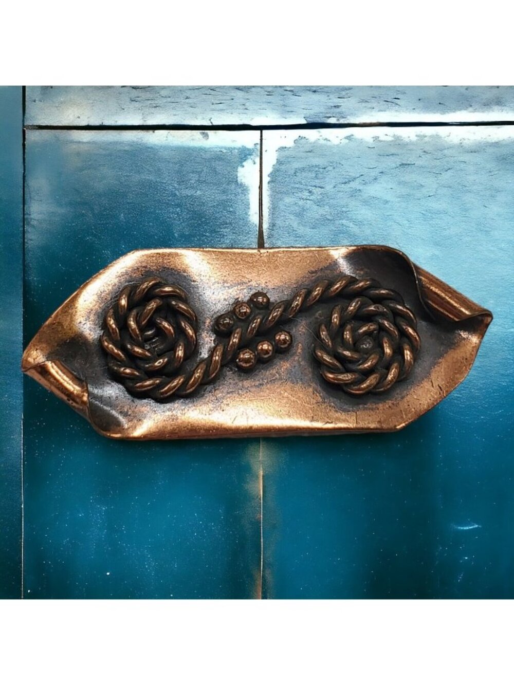Vintage Copper Brooch Rope Spiral Swirl Modern Brutalist Southwest 2-1/2"